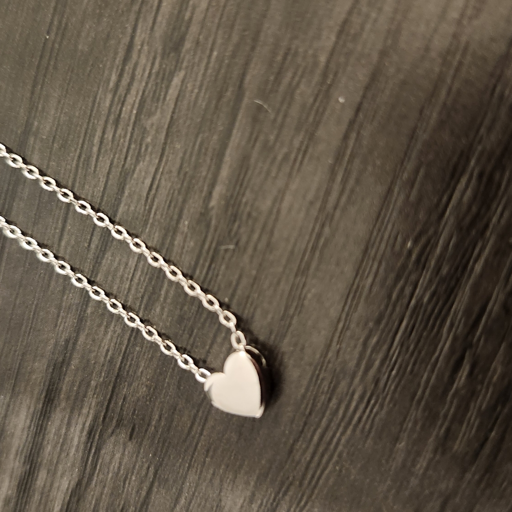 Dainty Silver Heart Necklace with Elegant Chain